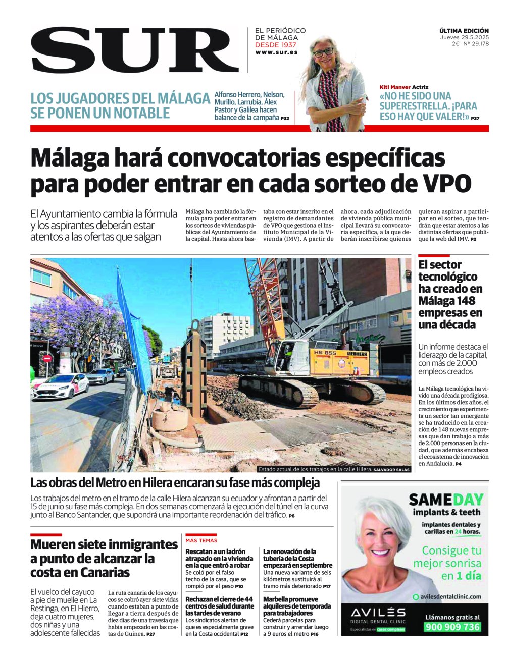 Portada de SUR, 29 de Mayo de 2025