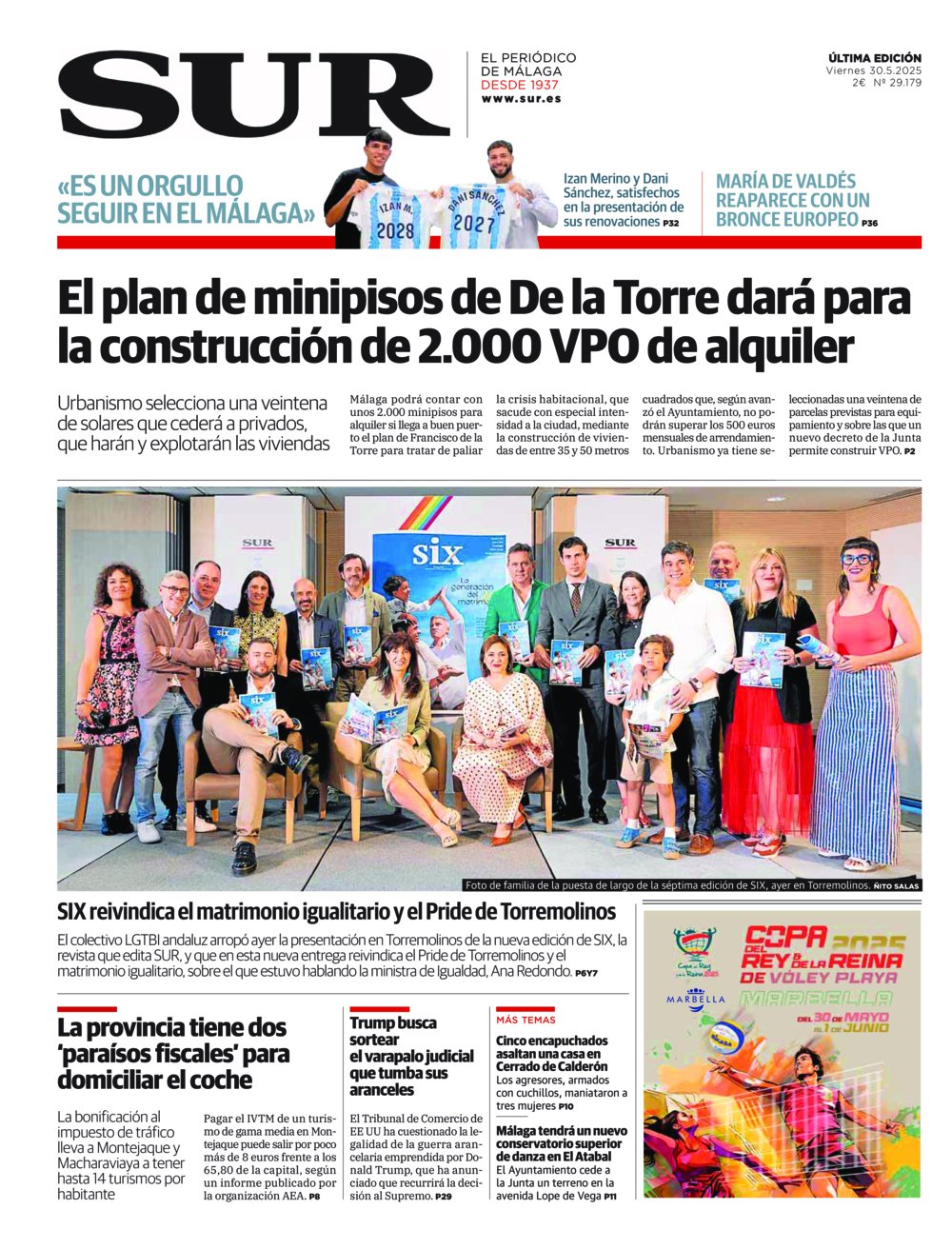 Portada de SUR, 30 de Mayo de 2025