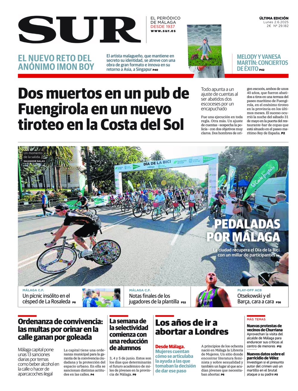 Portada de SUR, 02 de Junio de 2025