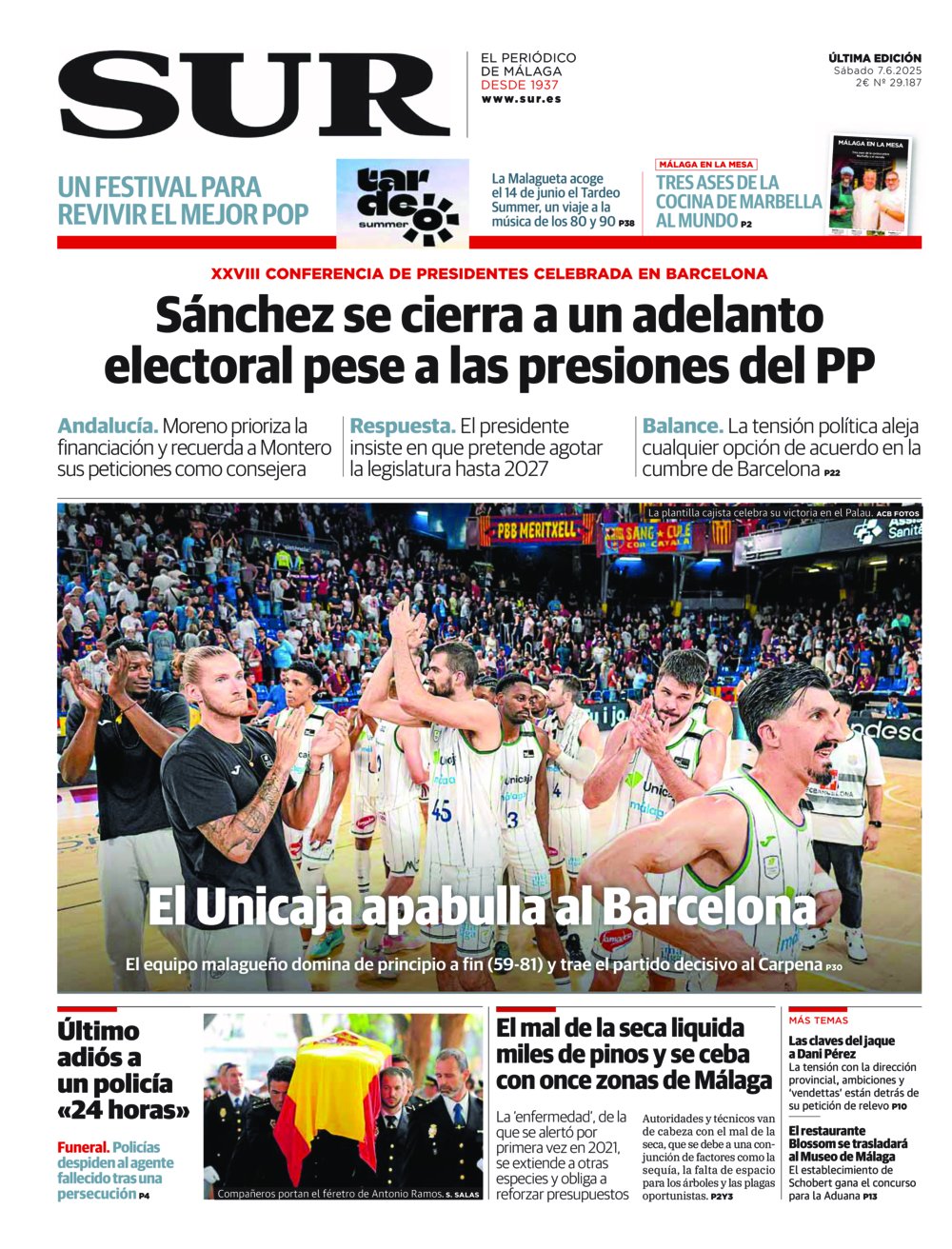 Portada de SUR, 07 de Junio de 2025