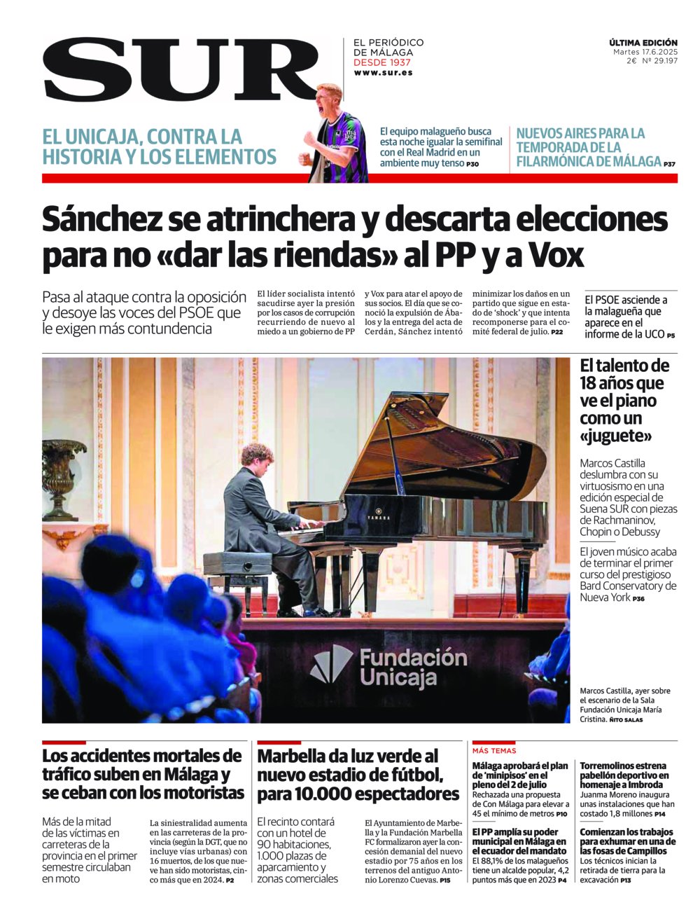 Portada de SUR, 17 de Junio de 2025