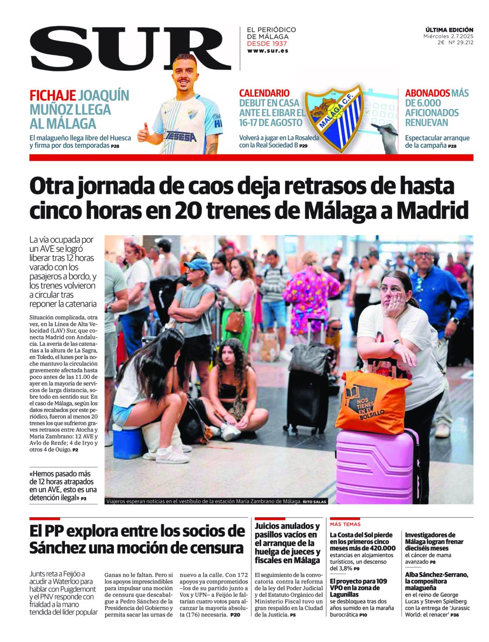 Portada de SUR, 02 de Julio de 2025