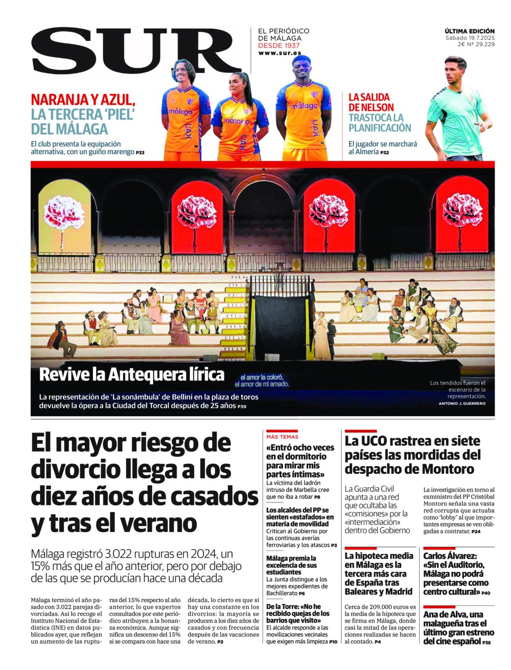 Portada de SUR, 19 de Julio de 2025