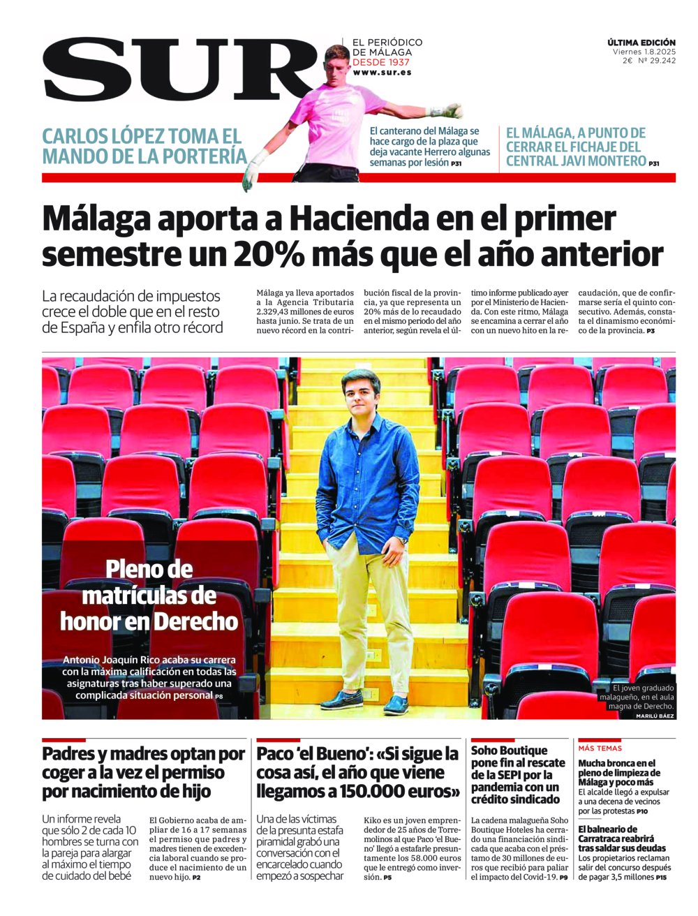 Portada de SUR, 01 de Agosto de 2025
