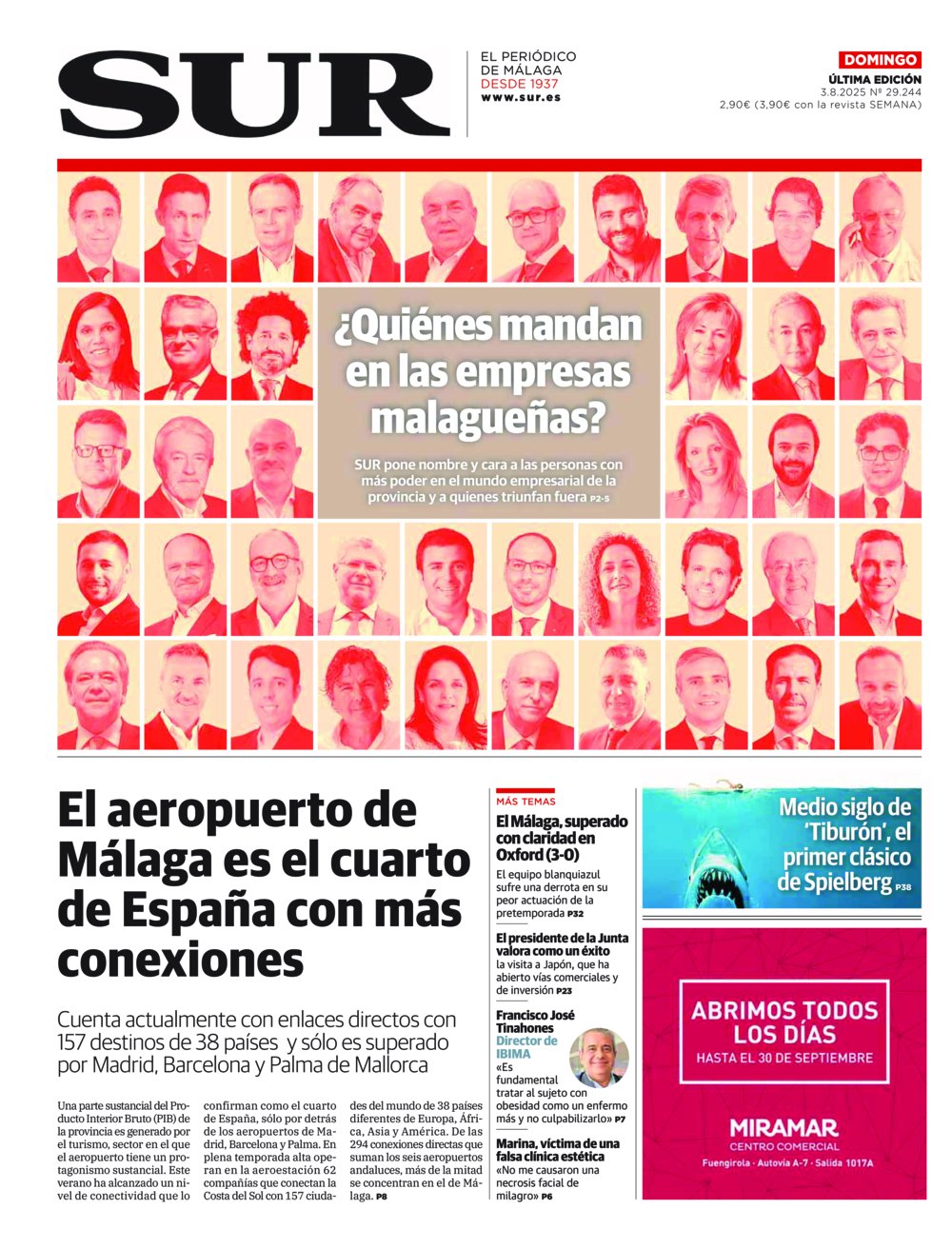 Portada de SUR, 03 de Agosto de 2025