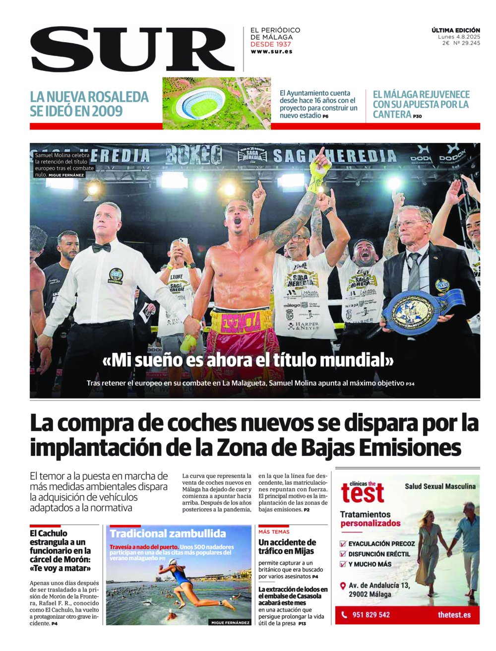 Portada de SUR, 04 de Agosto de 2025