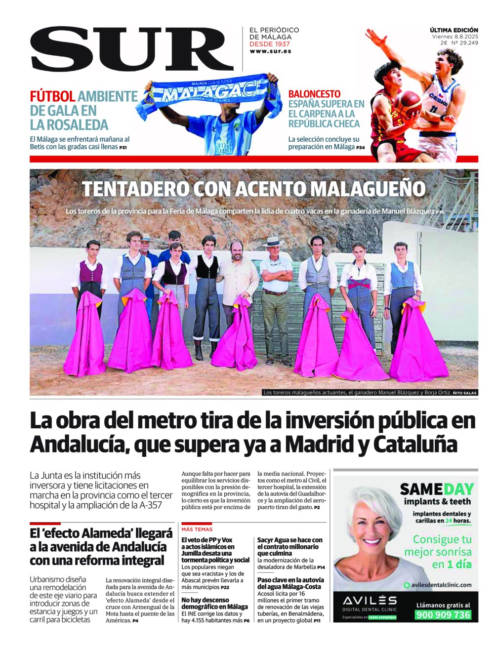 Portada de SUR, 08 de Agosto de 2025