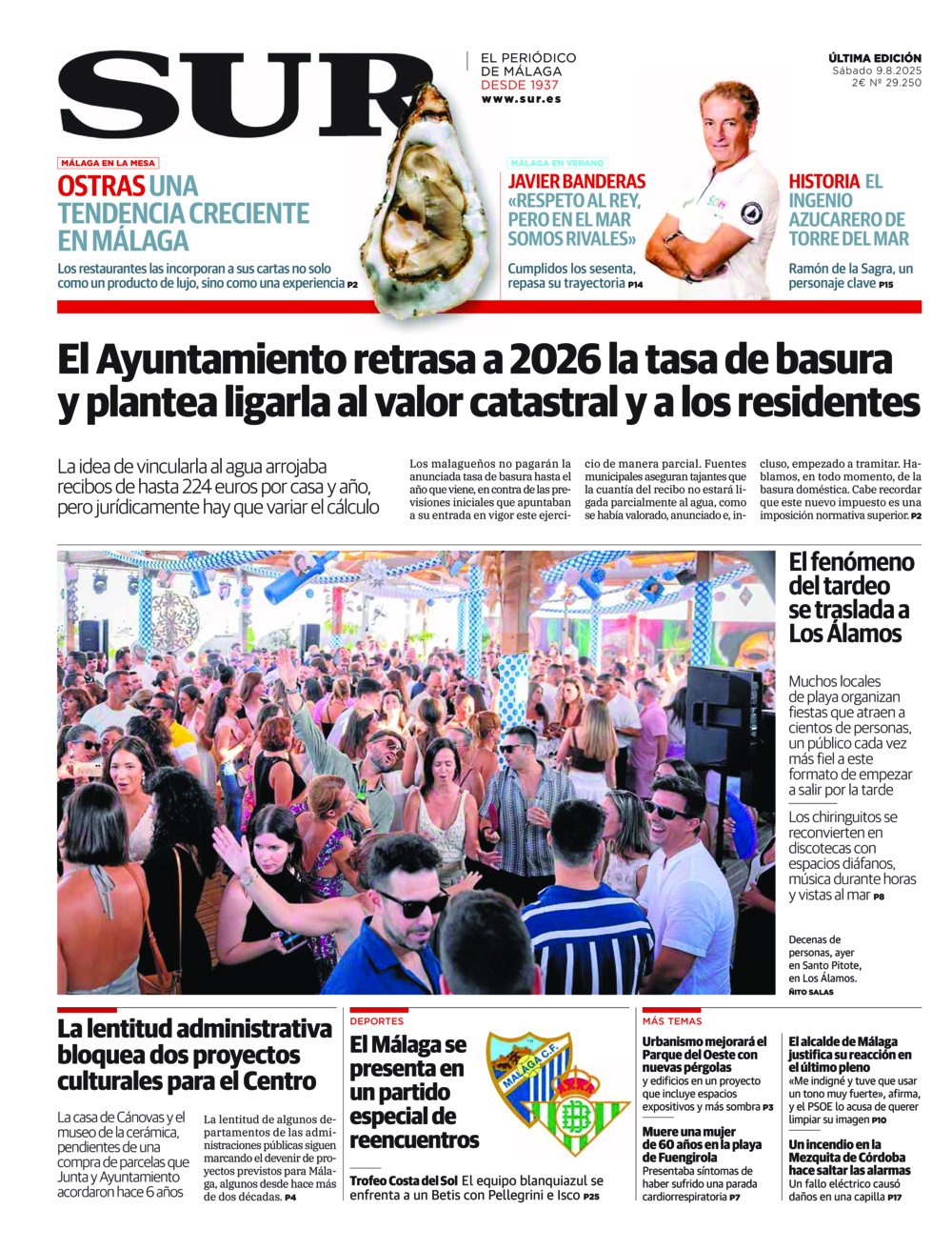 Portada de SUR, 09 de Agosto de 2025