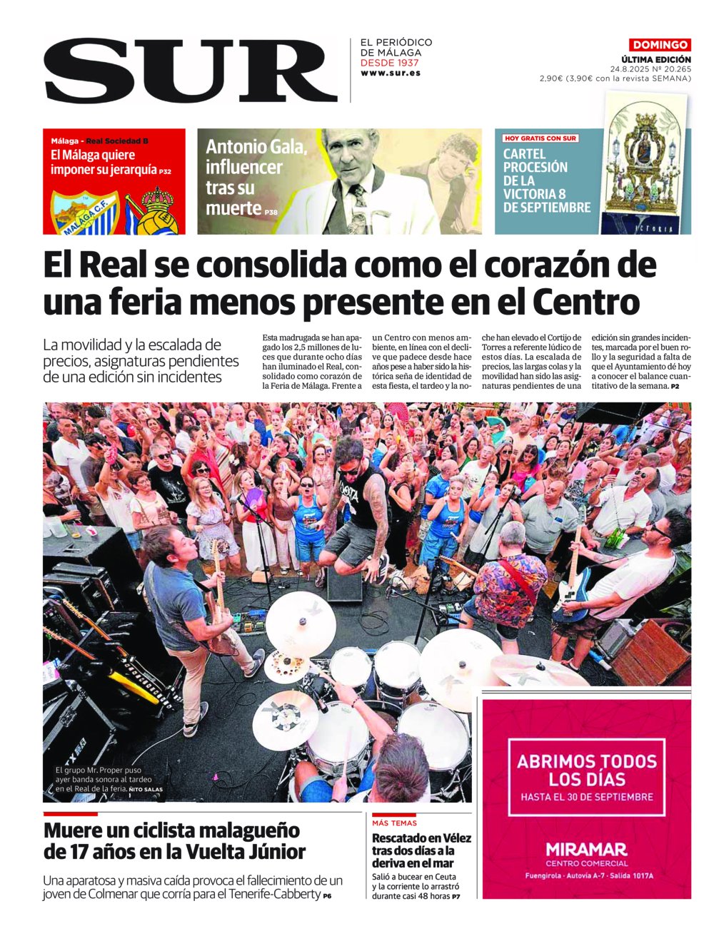 Portada de SUR, 24 de Agosto de 2025