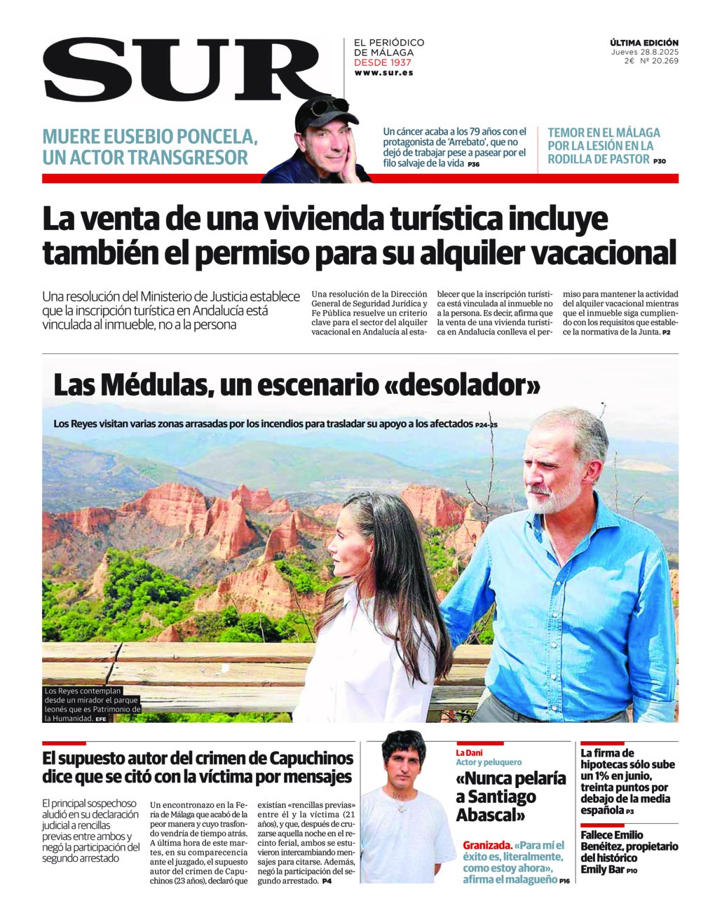 Portada de SUR, 28 de Agosto de 2025