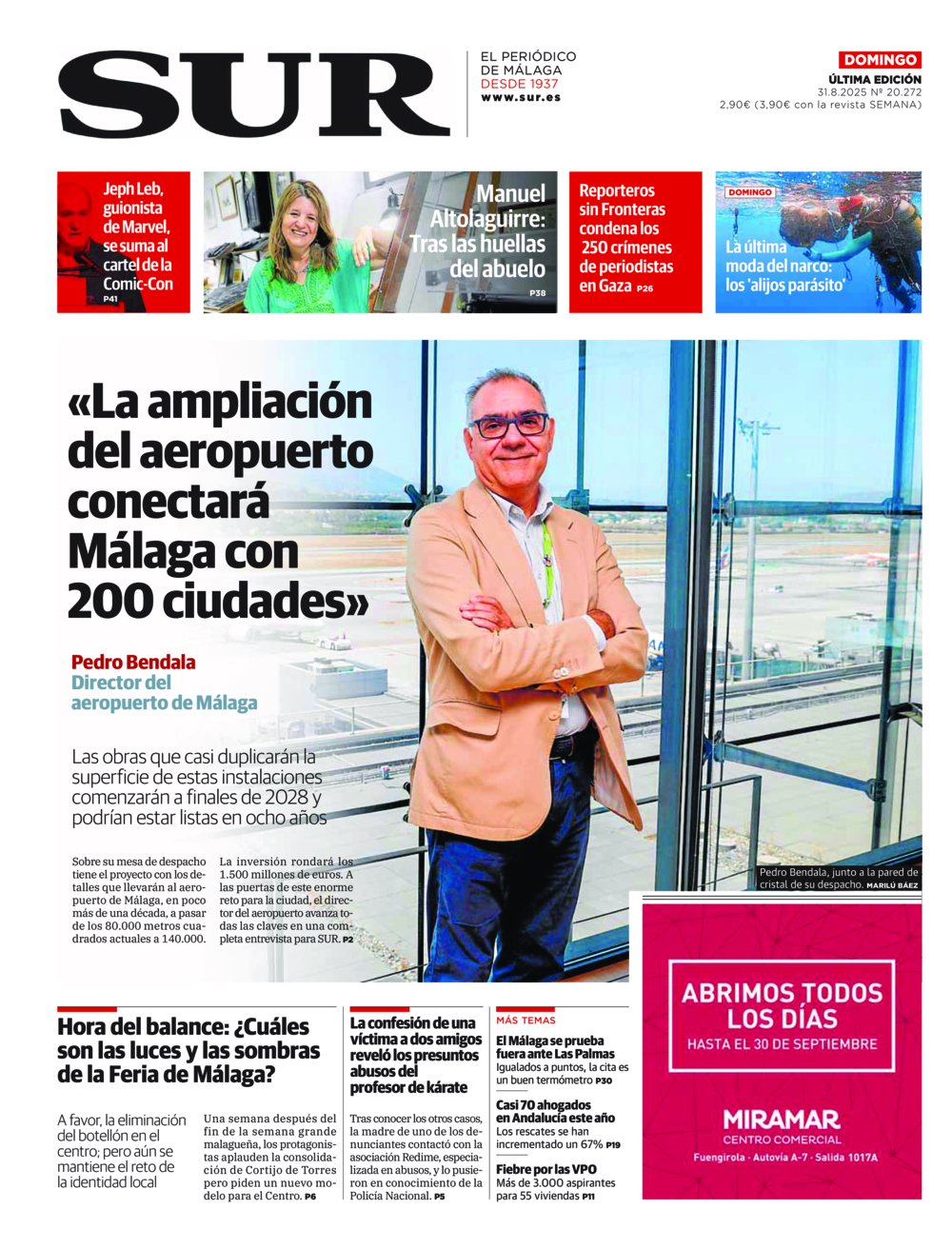 Portada de SUR, 31 de Agosto de 2025