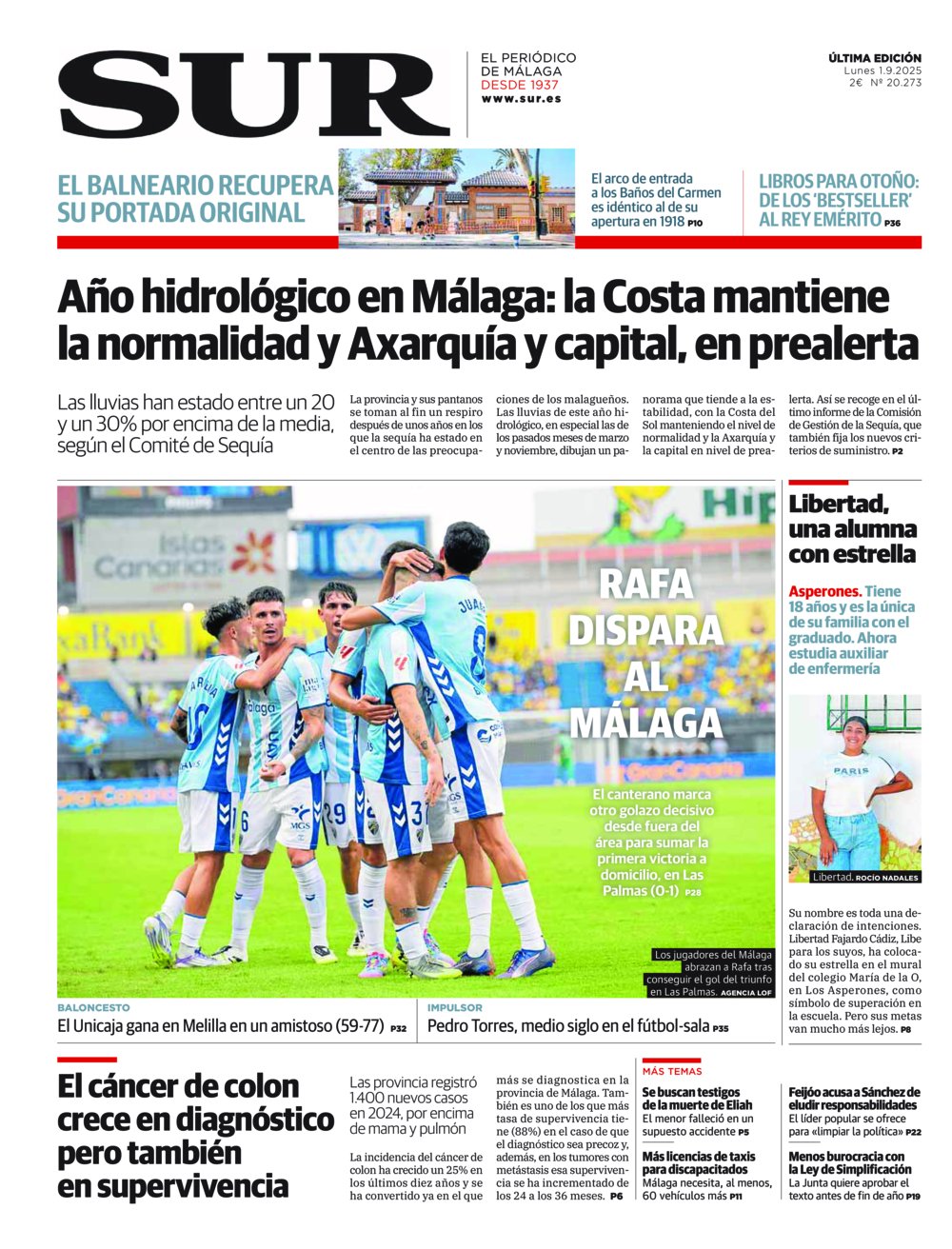Portada de SUR, 01 de Septiembre de 2025