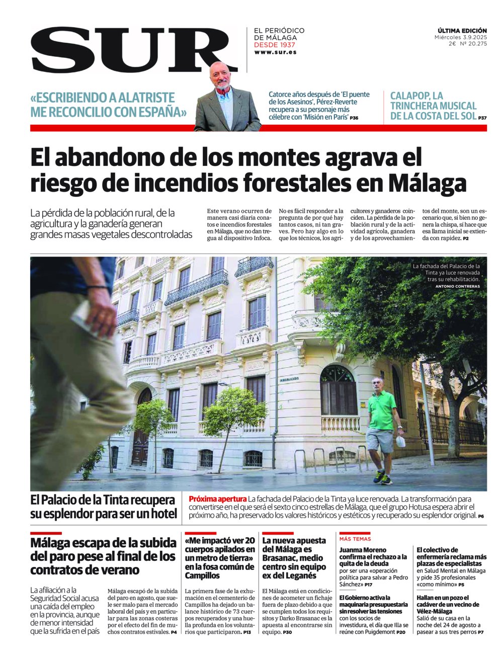 Portada de SUR, 03 de Septiembre de 2025