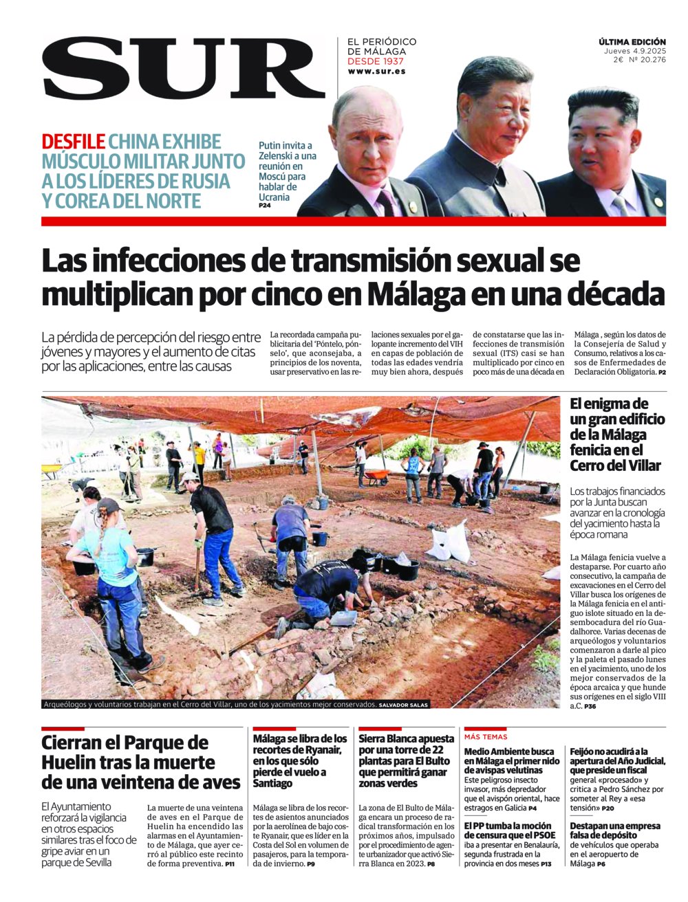 Portada de SUR, 04 de Septiembre de 2025
