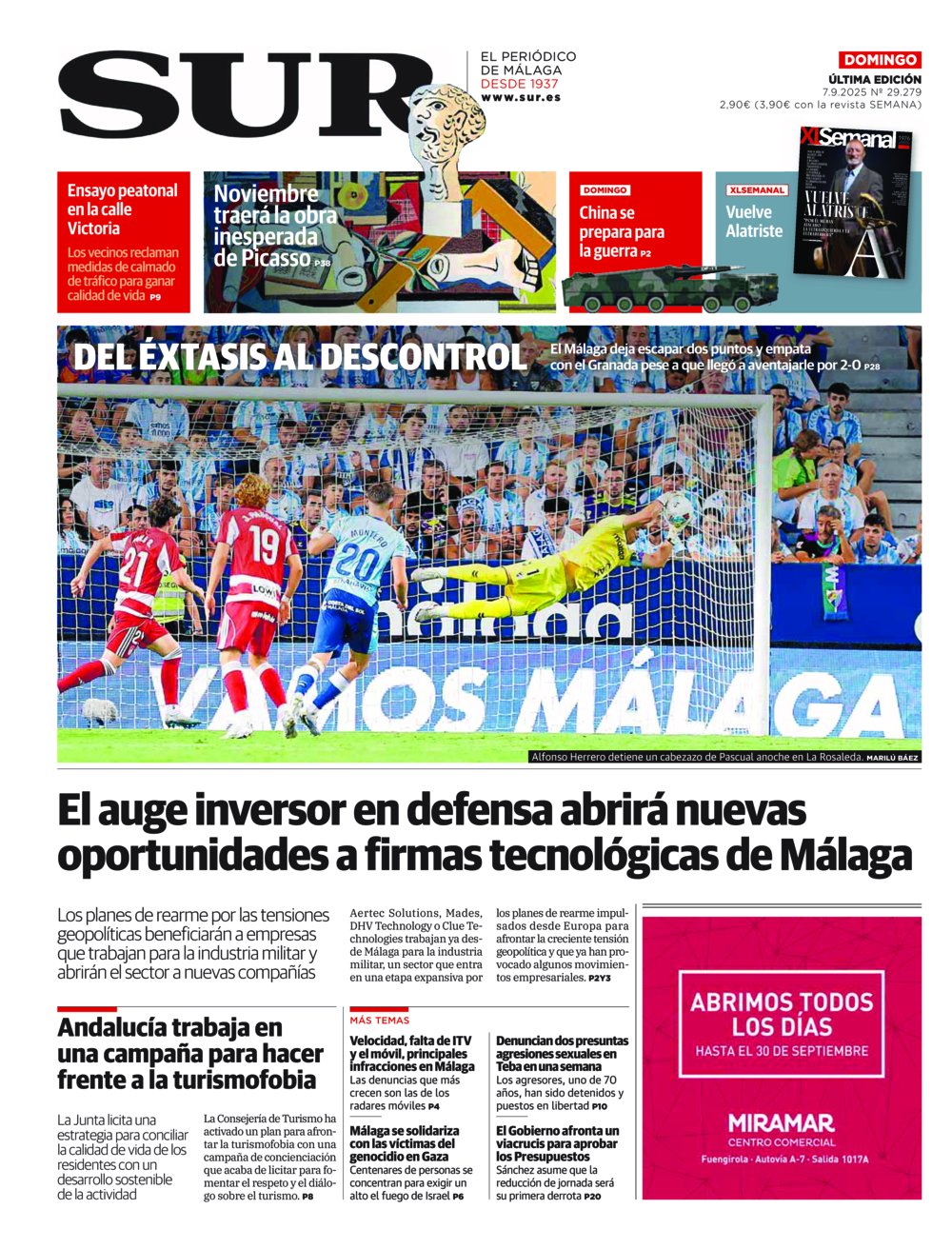 Portada de SUR, 07 de Septiembre de 2025