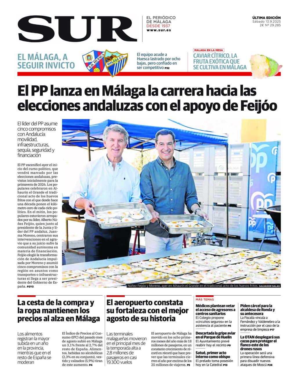 Portada de SUR, 13 de Septiembre de 2025