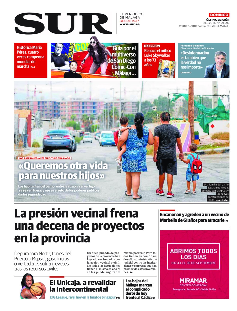 Portada de SUR, 21 de Septiembre de 2025