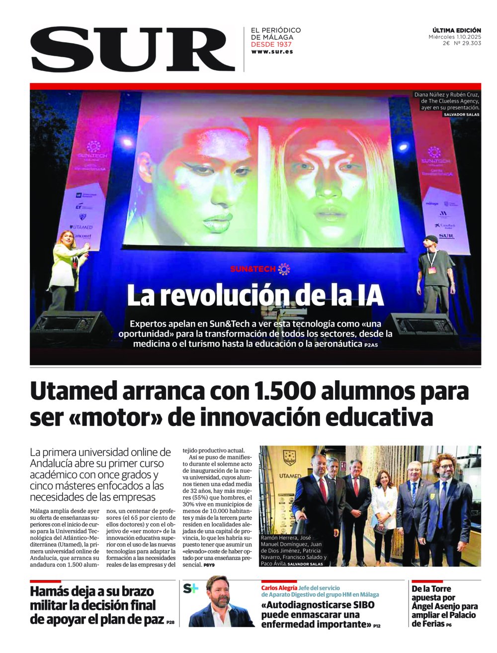 Portada de SUR, 01 de Octubre de 2025