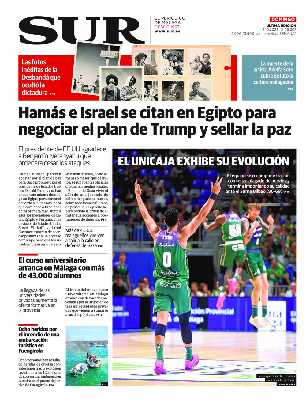 Portada de SUR, 05 de Octubre de 2025