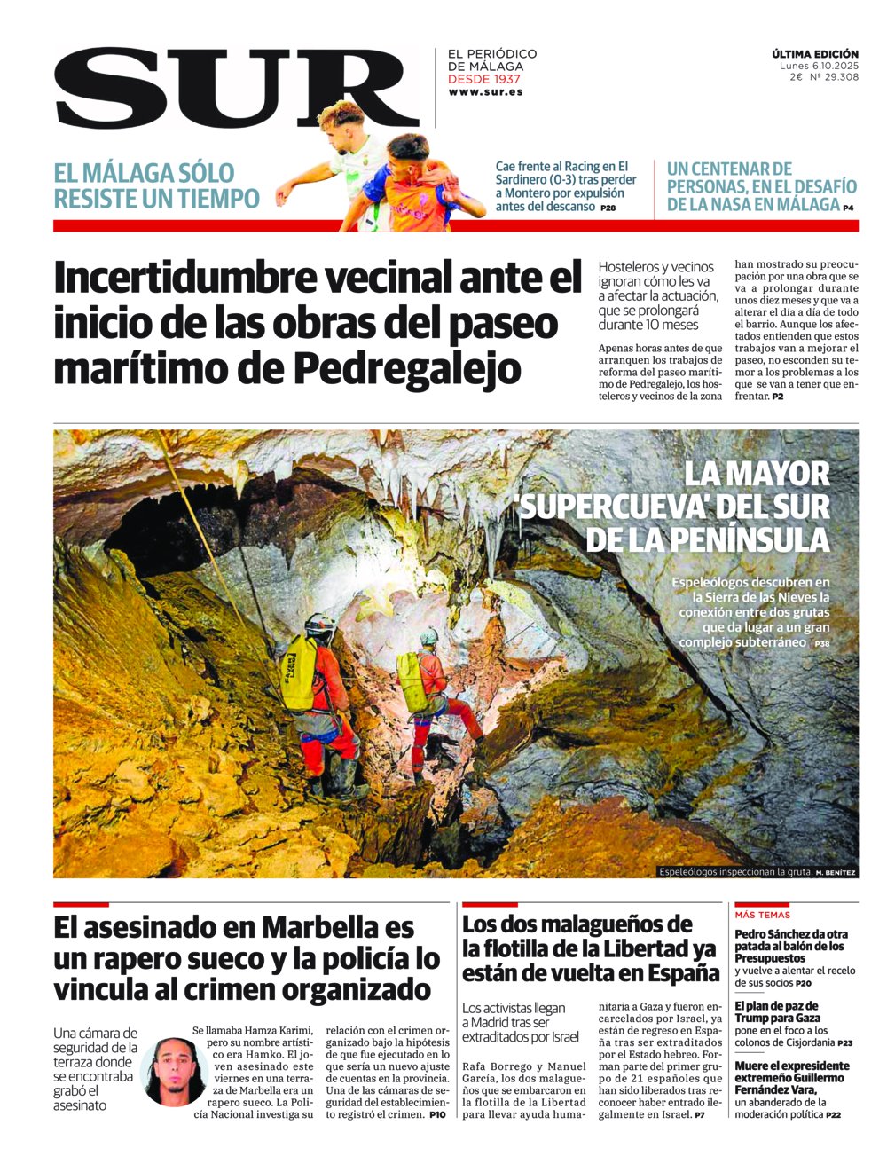 Portada de SUR, 06 de Octubre de 2025