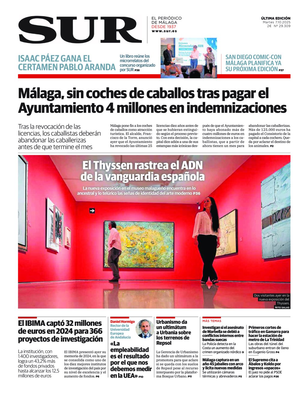 Portada de SUR, 07 de Octubre de 2025