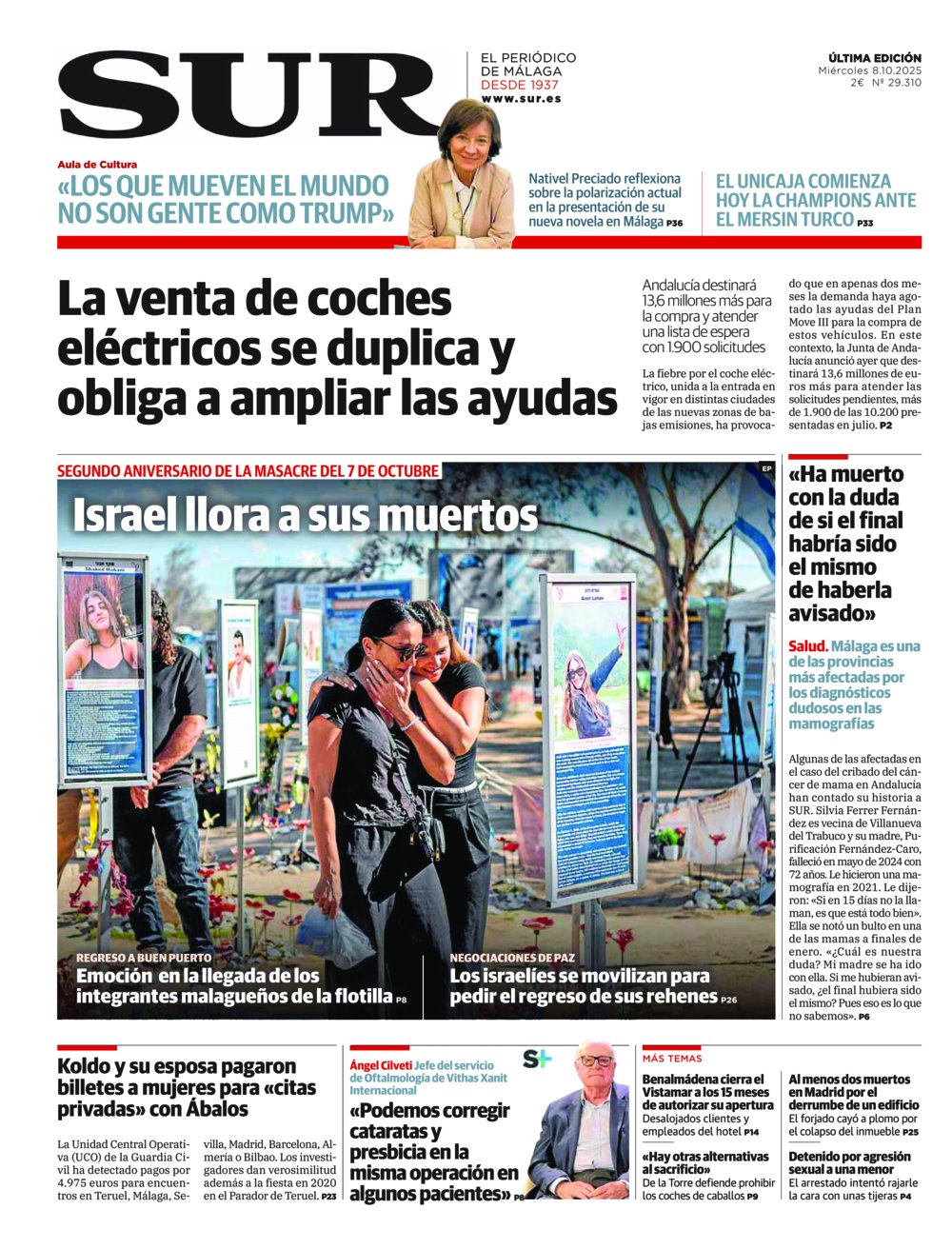Portada de SUR, 08 de Octubre de 2025