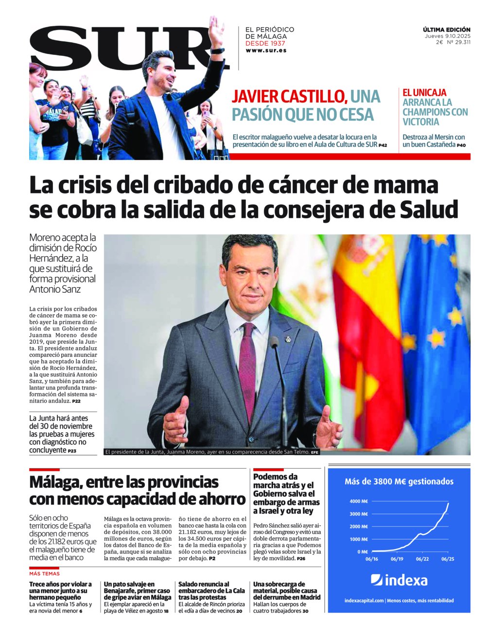 Portada de SUR, 09 de Octubre de 2025