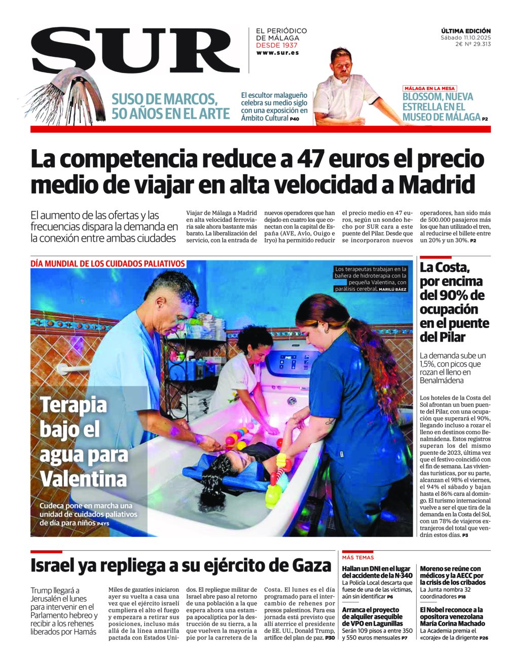 Portada de SUR, 11 de Octubre de 2025