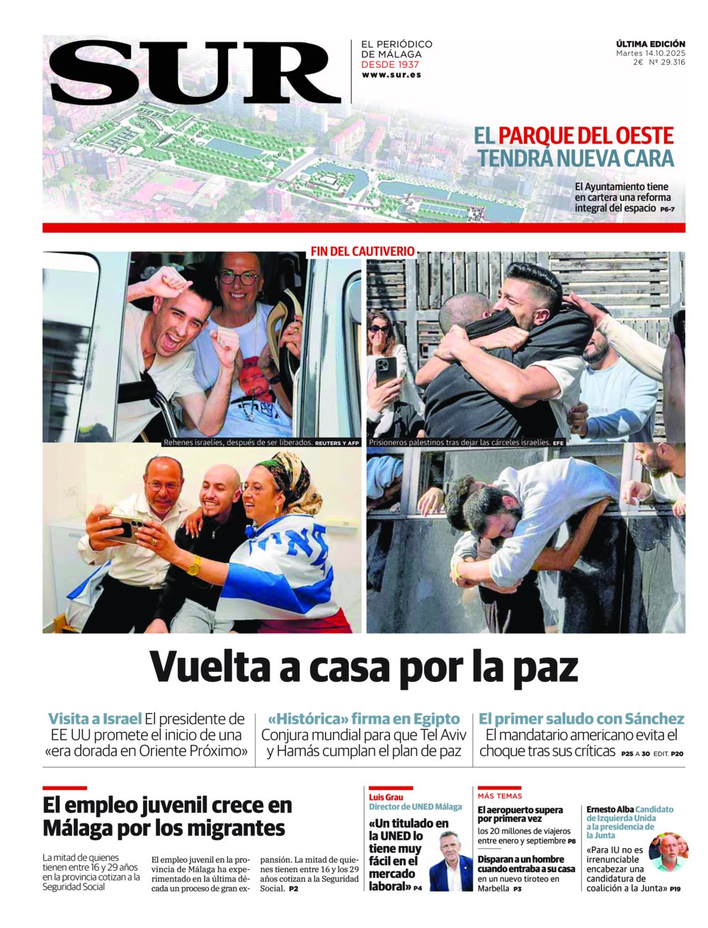 Portada de SUR, 14 de Octubre de 2025
