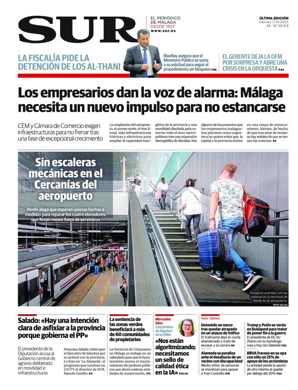 Portada de SUR, 17 de Octubre de 2025