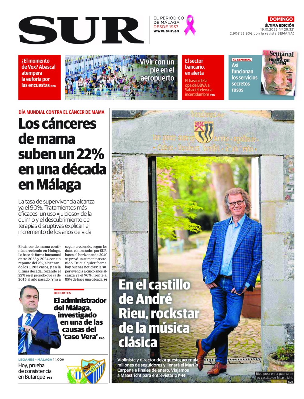 Portada de SUR, 19 de Octubre de 2025