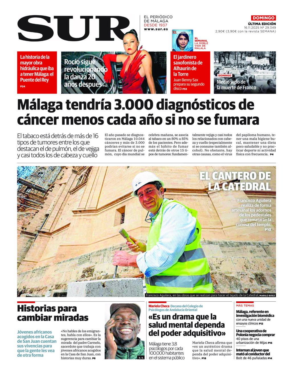 Portada de SUR, 16 de Noviembre de 2025