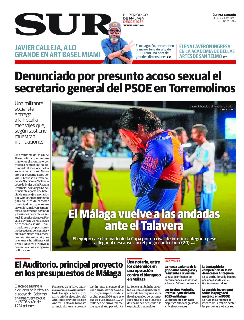 Portada de SUR, 04 de Diciembre de 2025