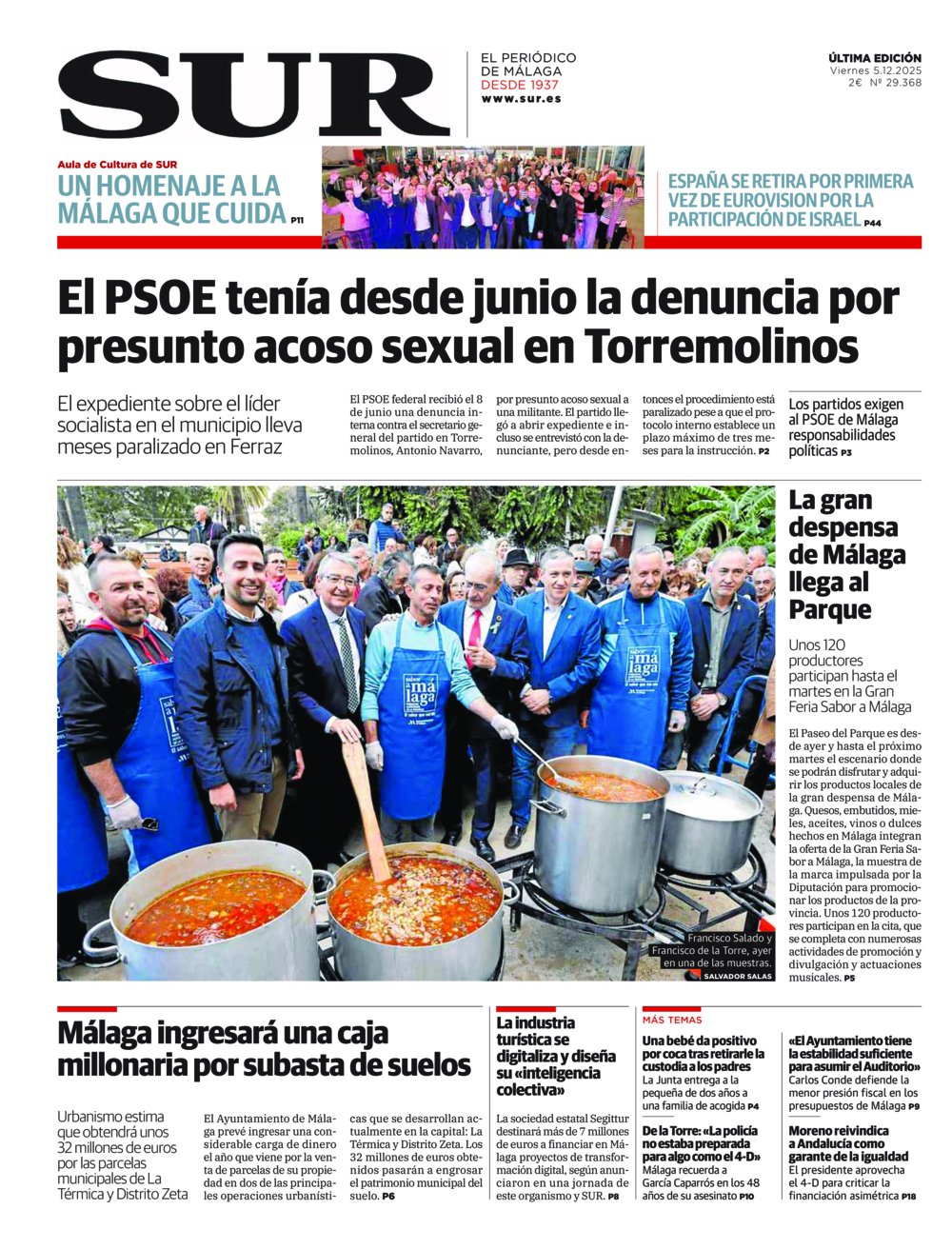 Portada de SUR, 05 de Diciembre de 2025