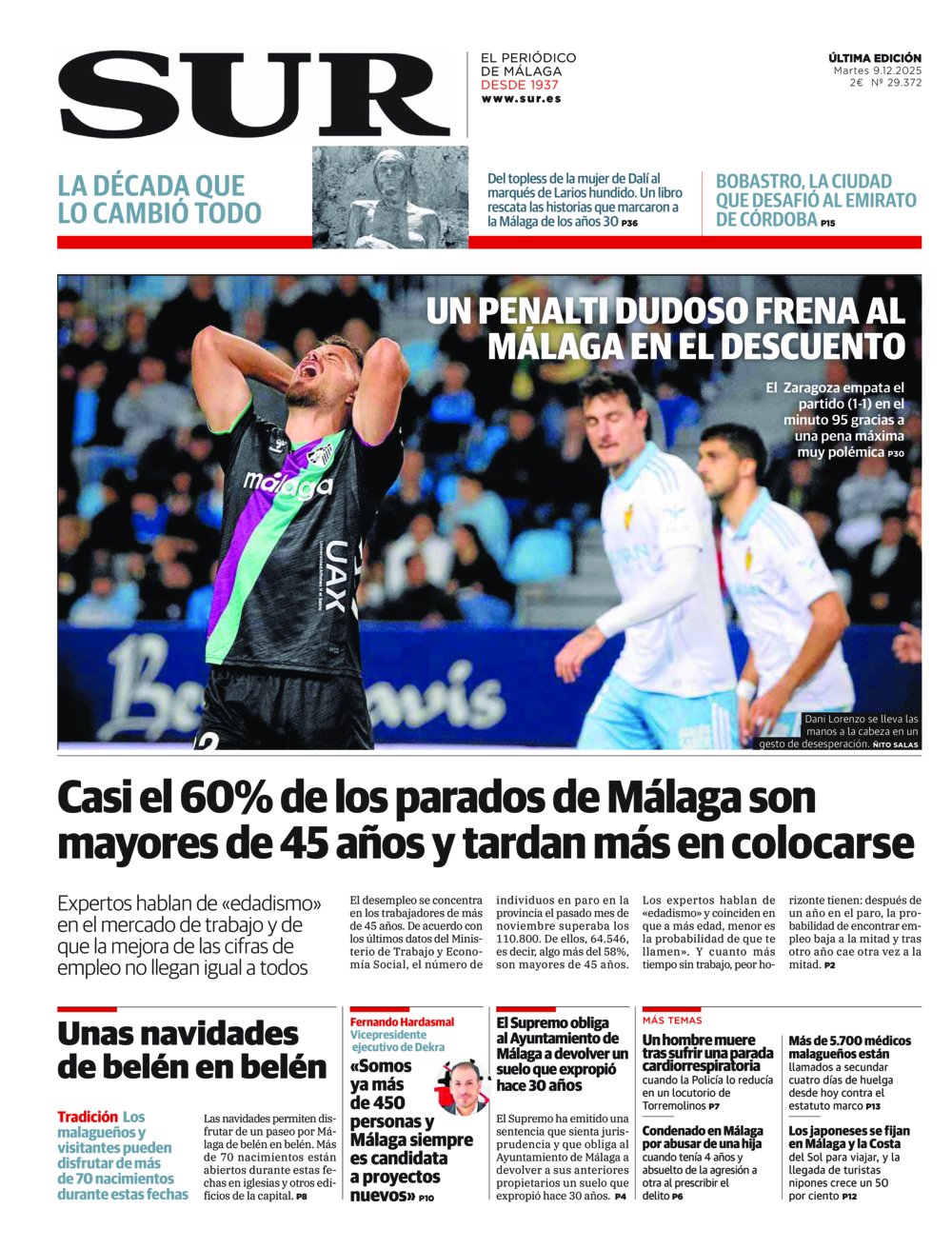 Portada de SUR, 09 de Diciembre de 2025