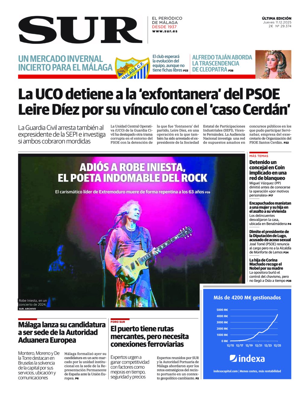 Portada de SUR, 11 de Diciembre de 2025