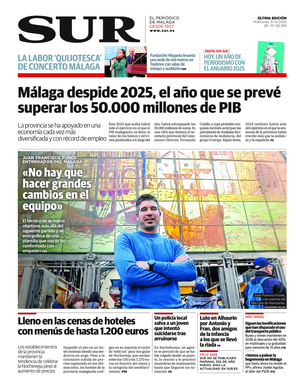 Portada de SUR, 31 de Diciembre de 2025