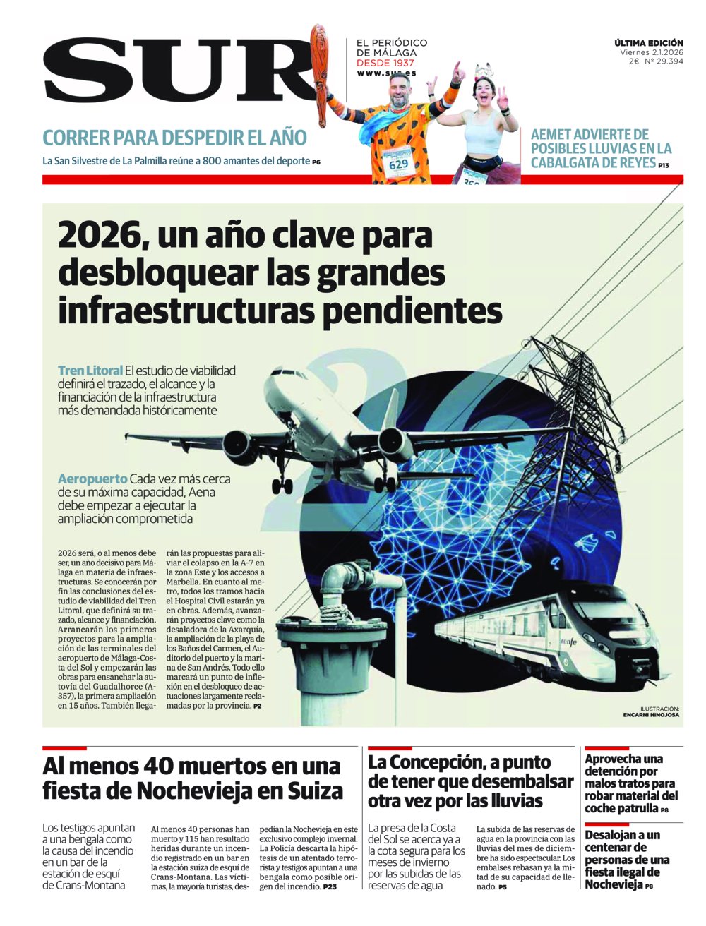 Portada de SUR, 02 de Enero de 2026