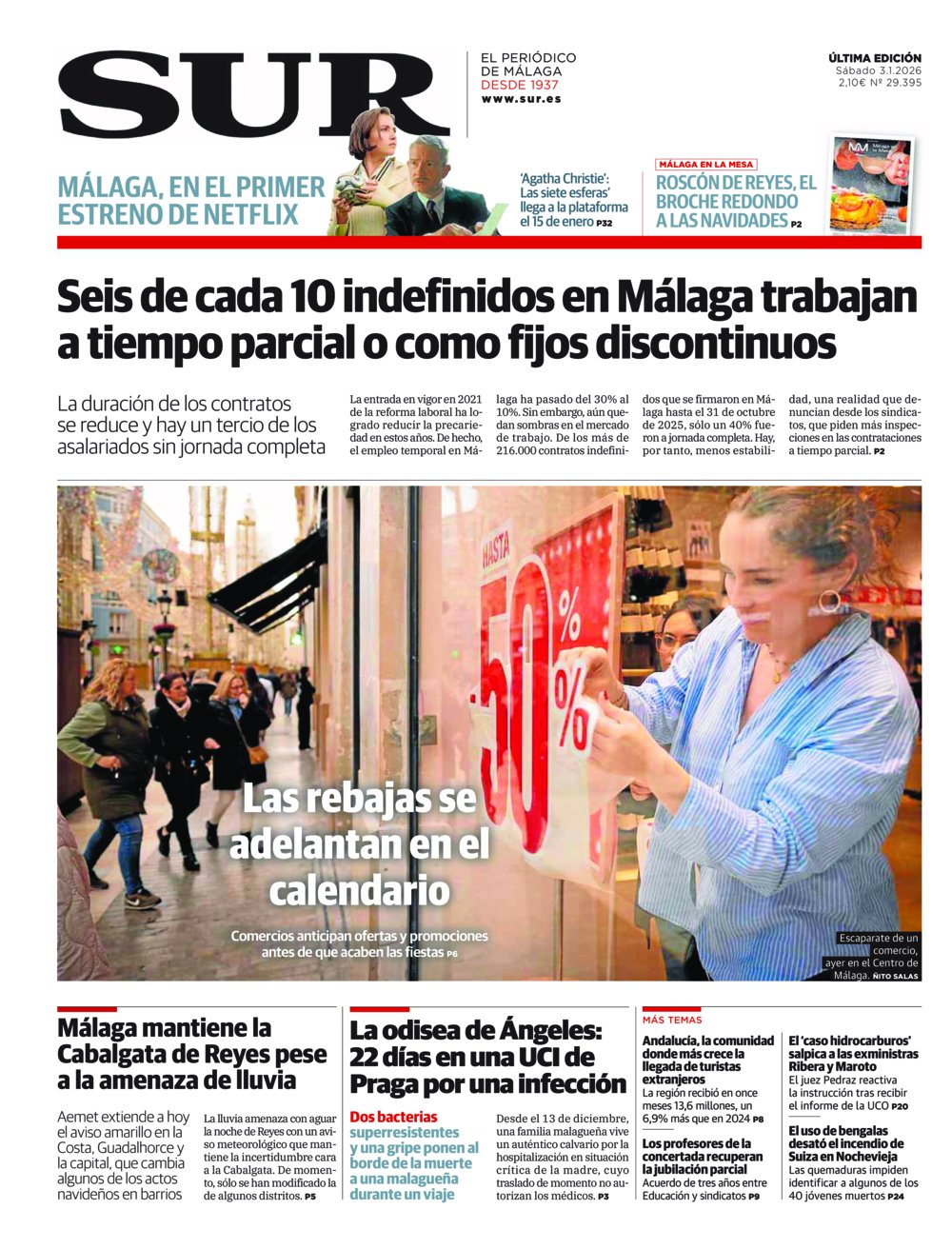 Portada de SUR, 03 de Enero de 2026