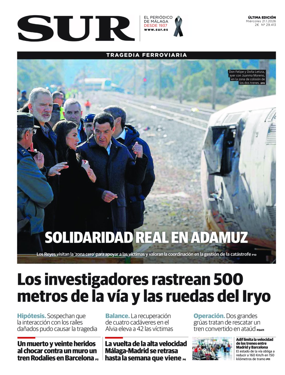 Portada de SUR, 21 de Enero de 2026