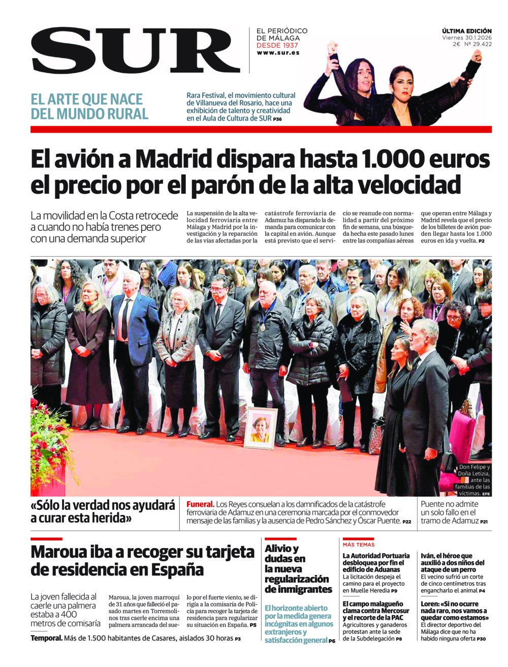 Portada de SUR, 30 de Enero de 2026