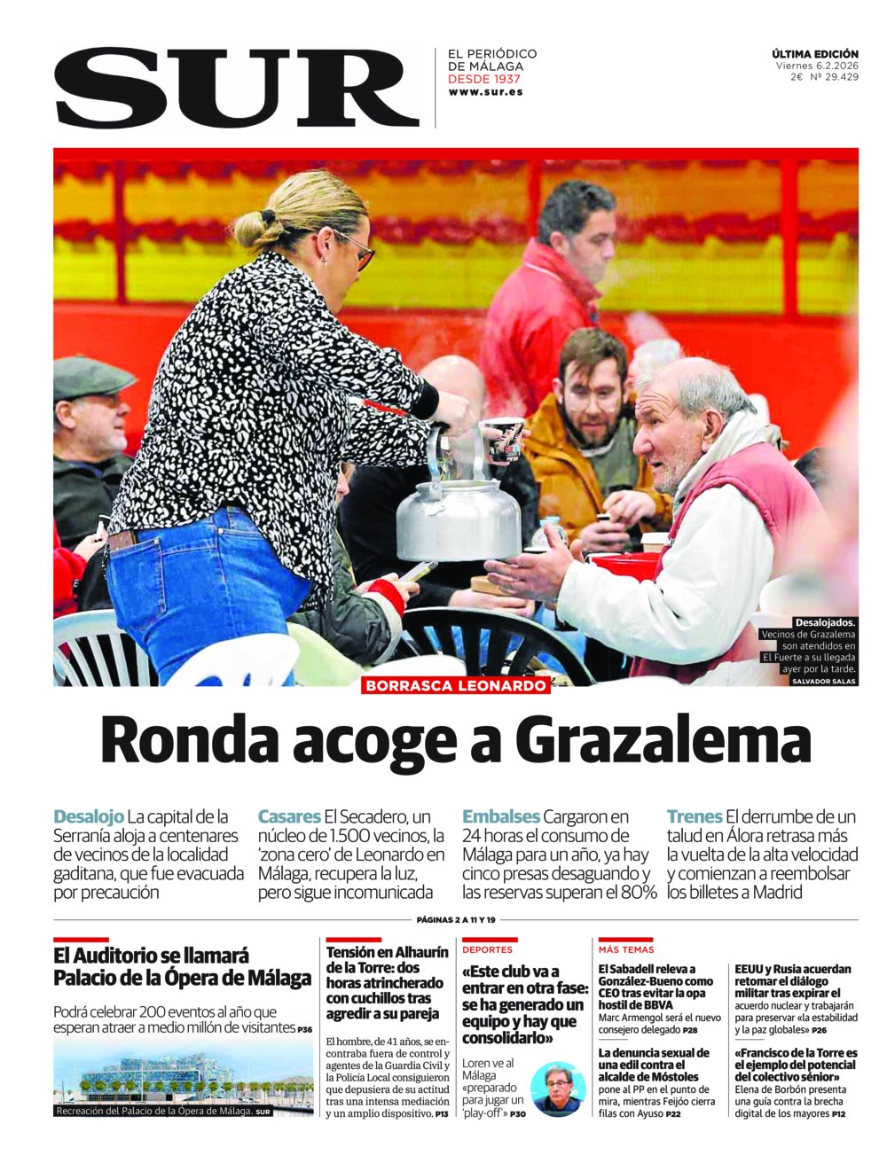Portada de SUR, 06 de Febrero de 2026