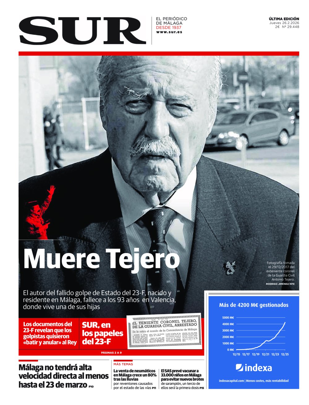 Portada de SUR, 26 de Febrero de 2026