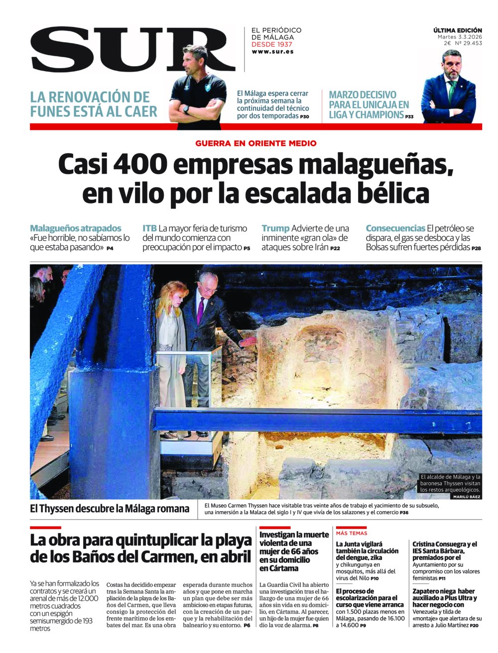 Portada de SUR, 03 de Marzo de 2026