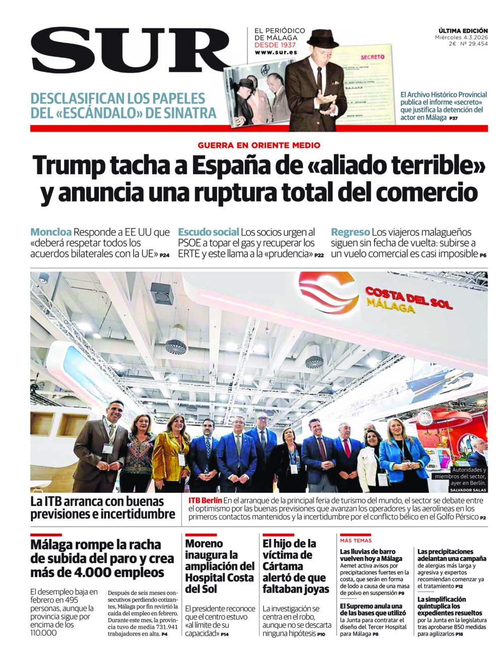 Portada de SUR, 04 de Marzo de 2026