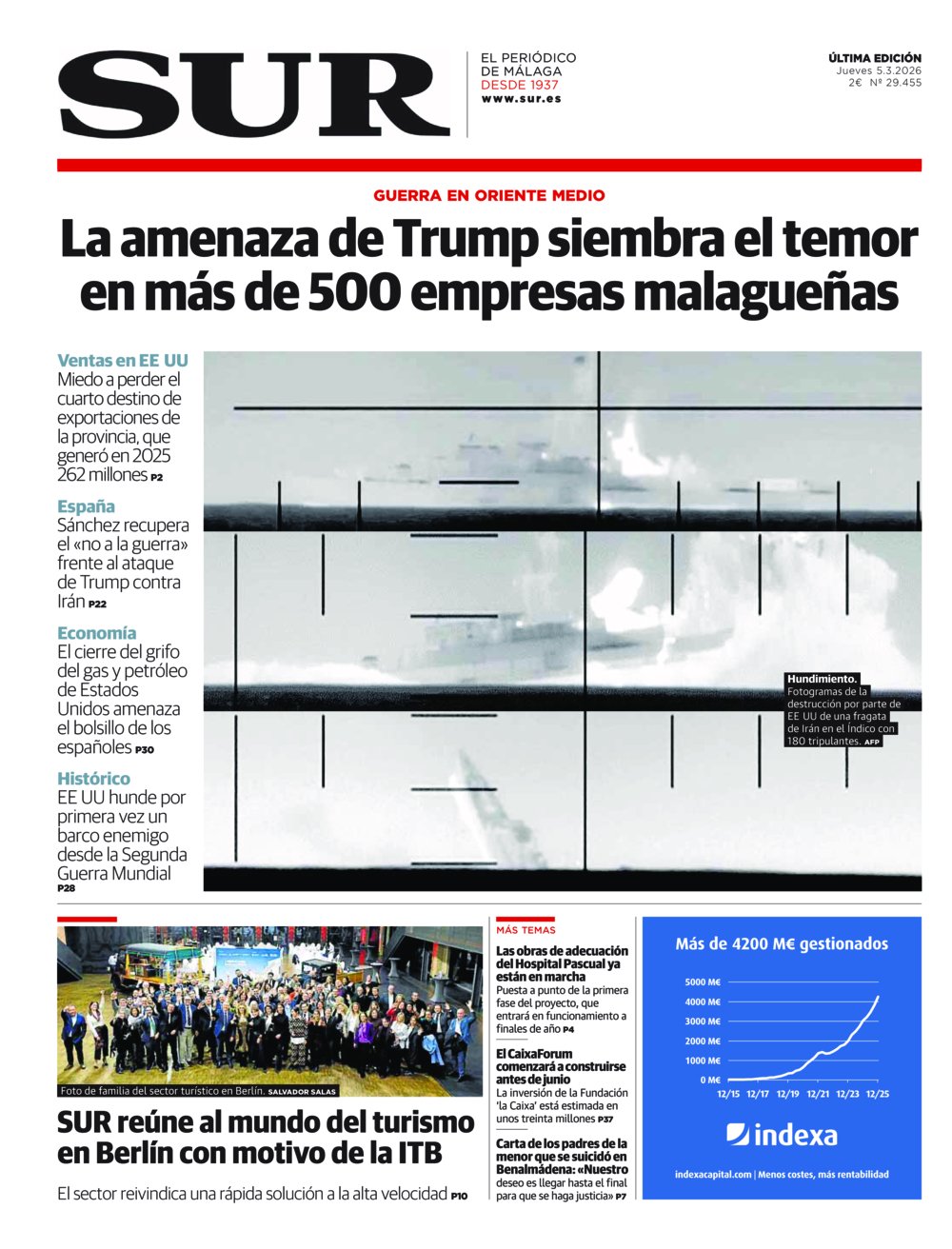 Portada de SUR, 05 de Marzo de 2026