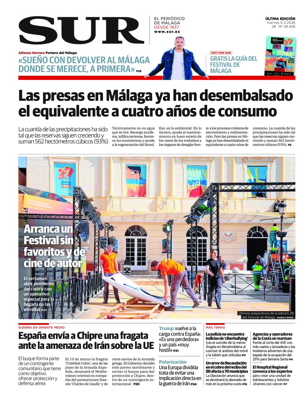 Portada de SUR, 06 de Marzo de 2026