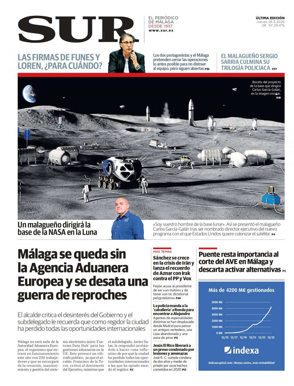 Portada de SUR, 26 de Marzo de 2026