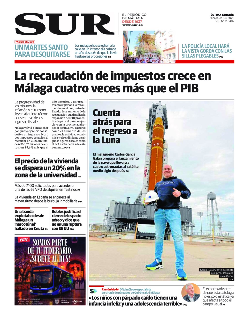 Portada de SUR, 01 de Abril de 2026