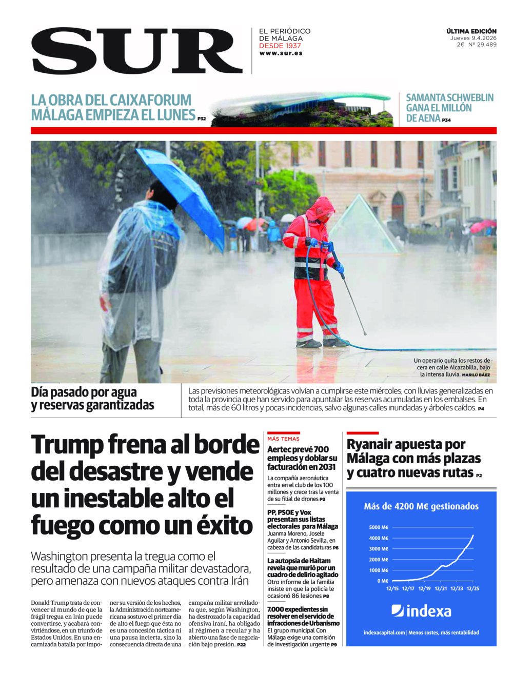 Portada de SUR, 09 de Abril de 2026